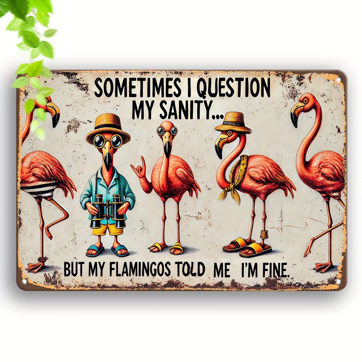 TEMU 2d Flat - Decorative Sign & Plaque, 2d Flat Metal Sign, 1pc Flamingos Quote Decor Vintage Home Decor For Flamingos Lovers & Humor Aesthetic Enthusiasts