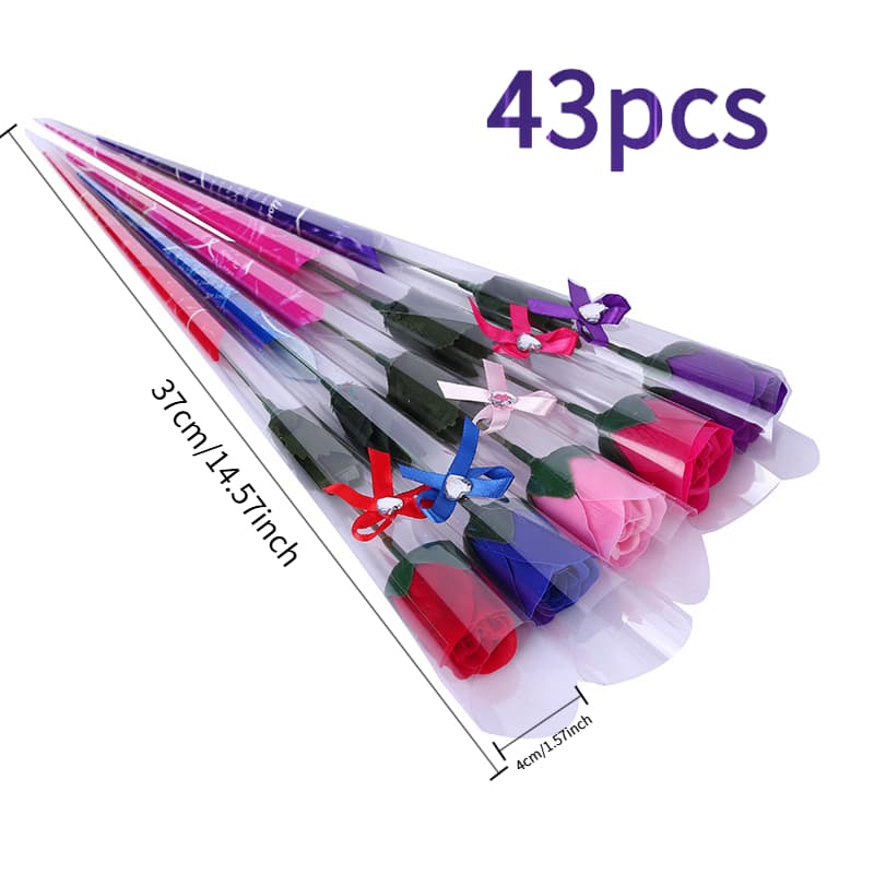 TEMU 43pcs Realistic Artificial Rose Bouquet With Scented - Eternal Fake Roses Suitable For Weddings, Birthdays,, Plastic Roses For , Holiday Gifts For Valentine's Day, , Christmas (no Maintenance)
