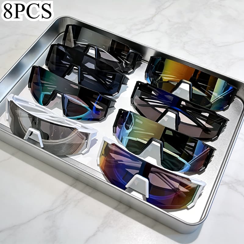 TEMU 8pcs Large Frame Goggles Suitable For Baseball, Outdoor & Summer Activities - Lightweight Unisex Eyewear With, Wide-rimmed Glasses For &, For Driving, Fishing,