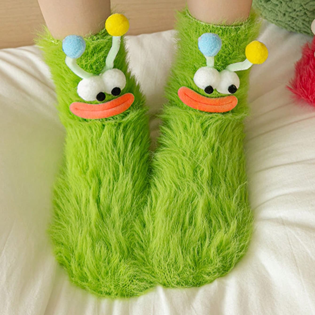 TEMU 2 Or 4pcs Funny With Patterns & Grass Color - Soft Mid-calf Winter Socks Suitable For &, Wear, Parties, Themed Events (1/)