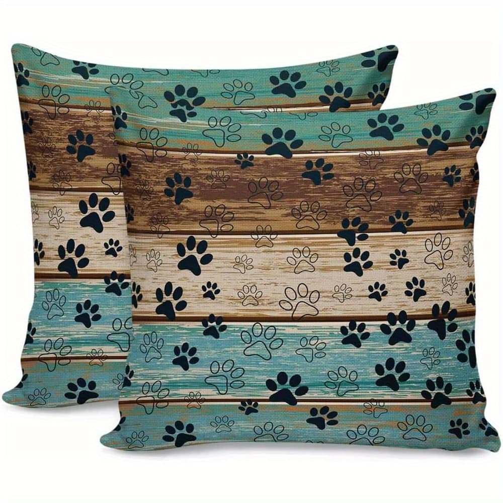 TEMU 2pcs Packs Decorative Throw Pillow Covers, Rustic Barn Wood Teal Brown 18 X 18 Inch Square Reversible Soft For Couch Bedroom Sofa Living Room Chair