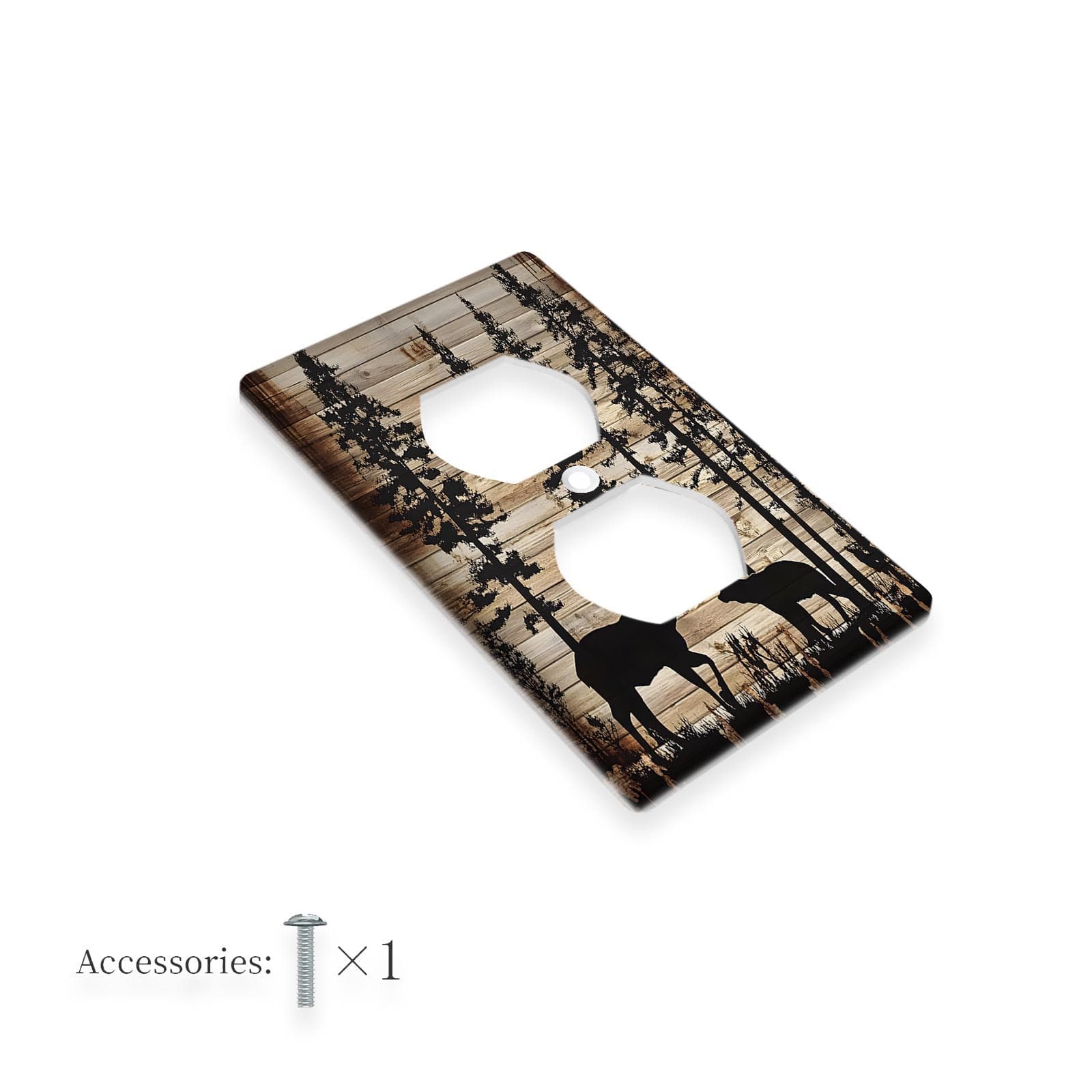 TEMU 1pc 1gang/2gang Forest Deer Wall Plate Printed Panel Power Socket Cover, Home Decor For Bedroom And Kitchen