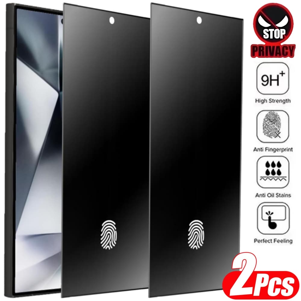 TEMU 2pcs Privacy Tempered Glass Screen Protector Suitable For Suitable For Galaxy S25 S24 Ultra S23 S22 S21 Plus Privacy Tempered Glass With Seamless Fingerprint Unlock