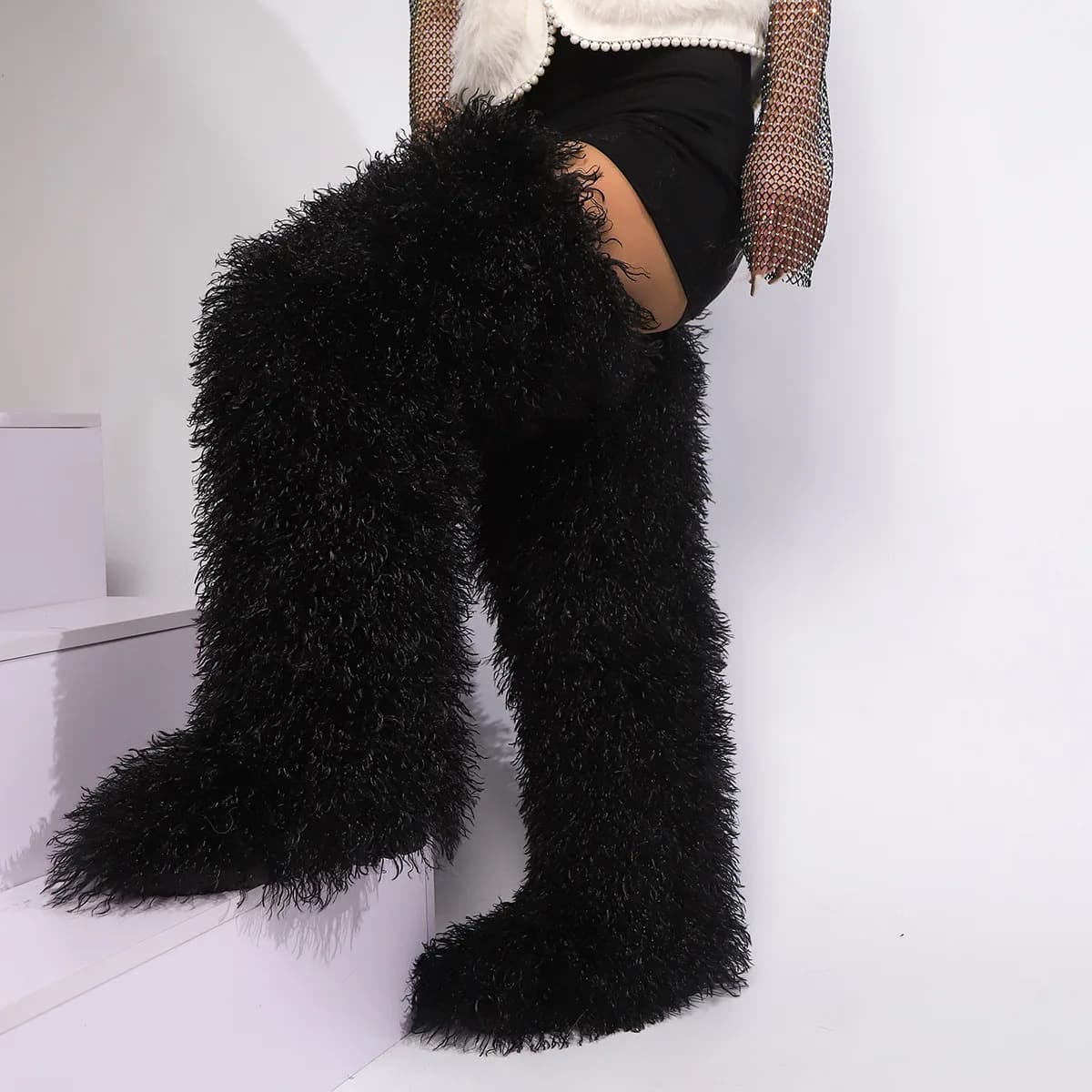 TEMU Winter Plush Long Boots 2025 Knee High Boots For Women Shoes Over The Knee High Boots