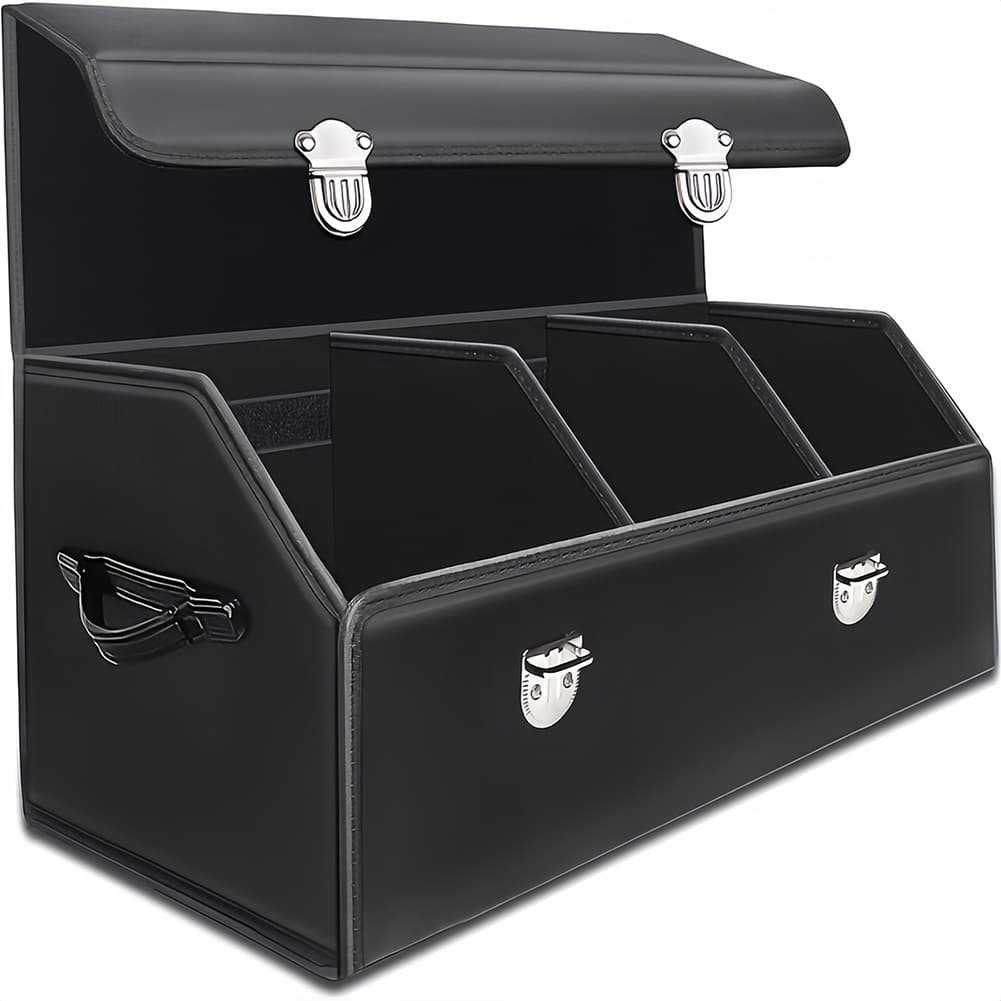 TEMU Car Trunk Storage Box Pu Leather Auto Multiues Tools Storage Box Large Capacity Folding Auto Organizer Box For Suv Cars Stowing Tidying