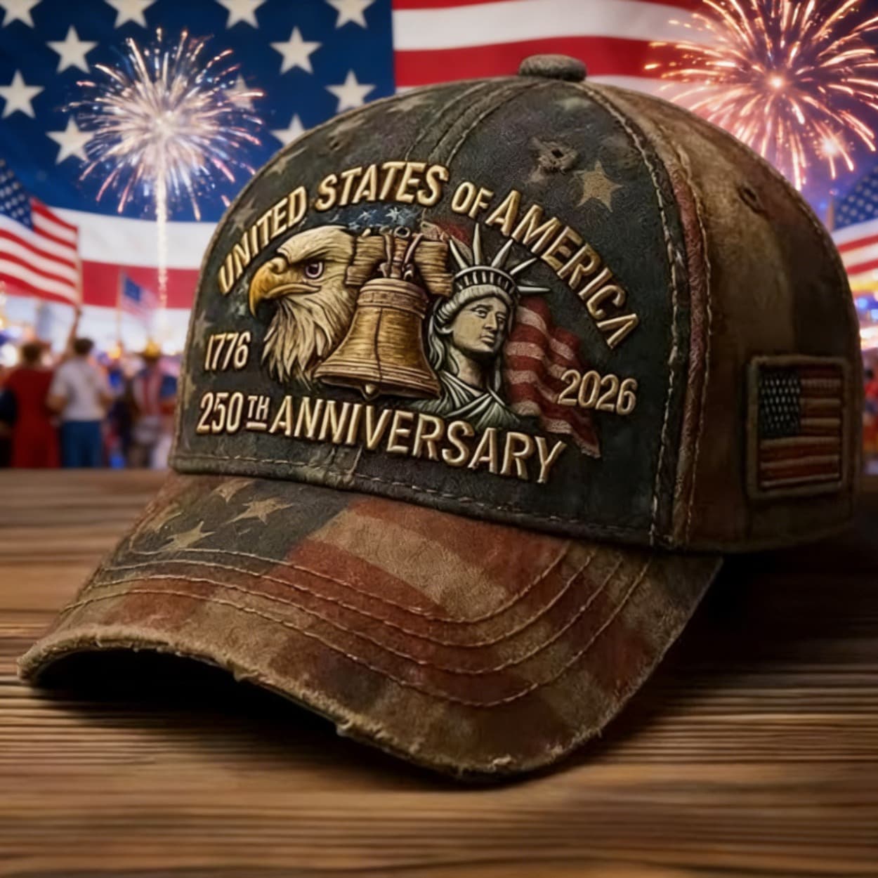 TEMU Usa 250th Annual Patriotic Baseball - American Day Commemorative , Adjustable Vintage Baseball , Patriot, Holiday Accessories, - Unisex, Ideal Gift For History Lovers, Gift For Men