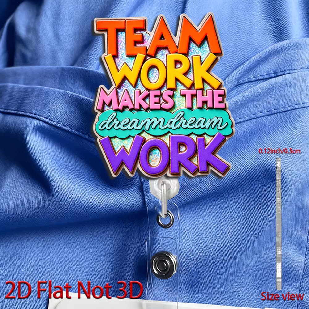 TEMU 2d Acrylic Badge Holder With A Expandable Clip, Made From Durable Material, Featuring A Cute Cartoon Design, Suitable For Nurses And Teachers
