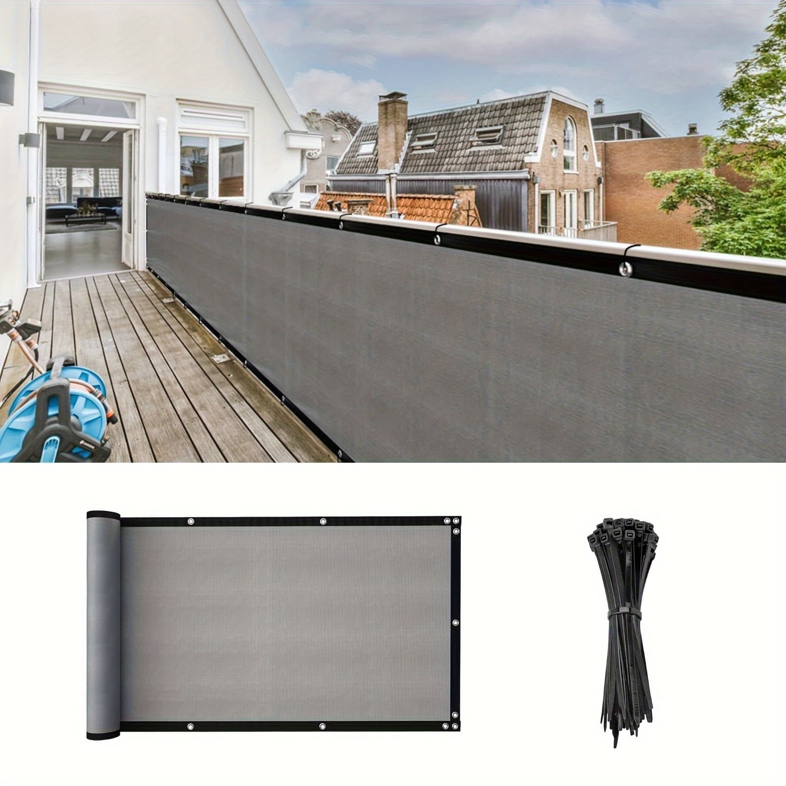 TEMU Privacy Fence Screen Patios, Backyards, Pools, 1pc, Gray, 70-80% Sun Protection