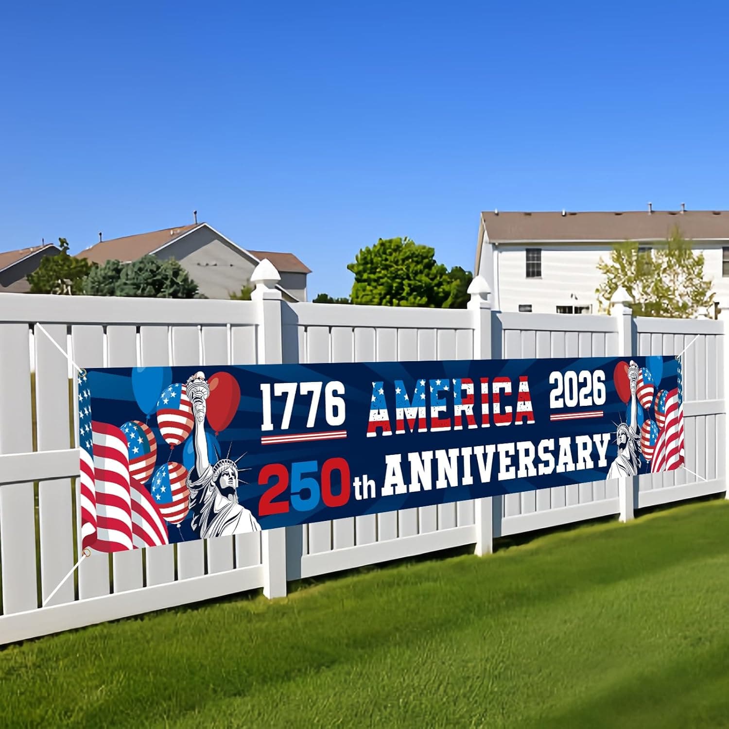 TEMU 250th Anniversary American Banner Flag, Decorations, 1776- 2026 Usa 250th Birthday Premium Banner With Grommets, Decorations For Outdoor, Indoor, Yard, Garden, Porch