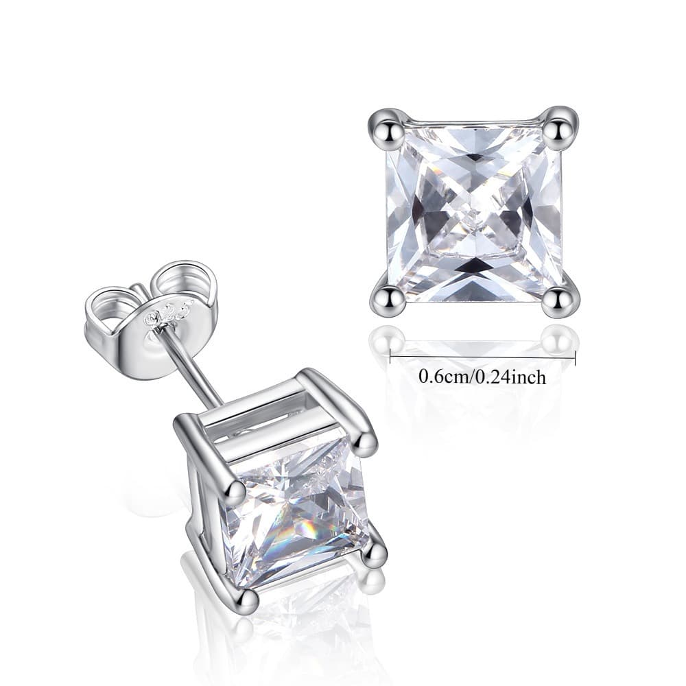 TEMU 1 Pair Of S925 Sterling Silvery Square Pendant Synthetic Inlaid Earrings - Elegant And Multifunctional Daily Wear Design, Minimalist Earrings For Daily Wear, Exquisite , Women's Fashion