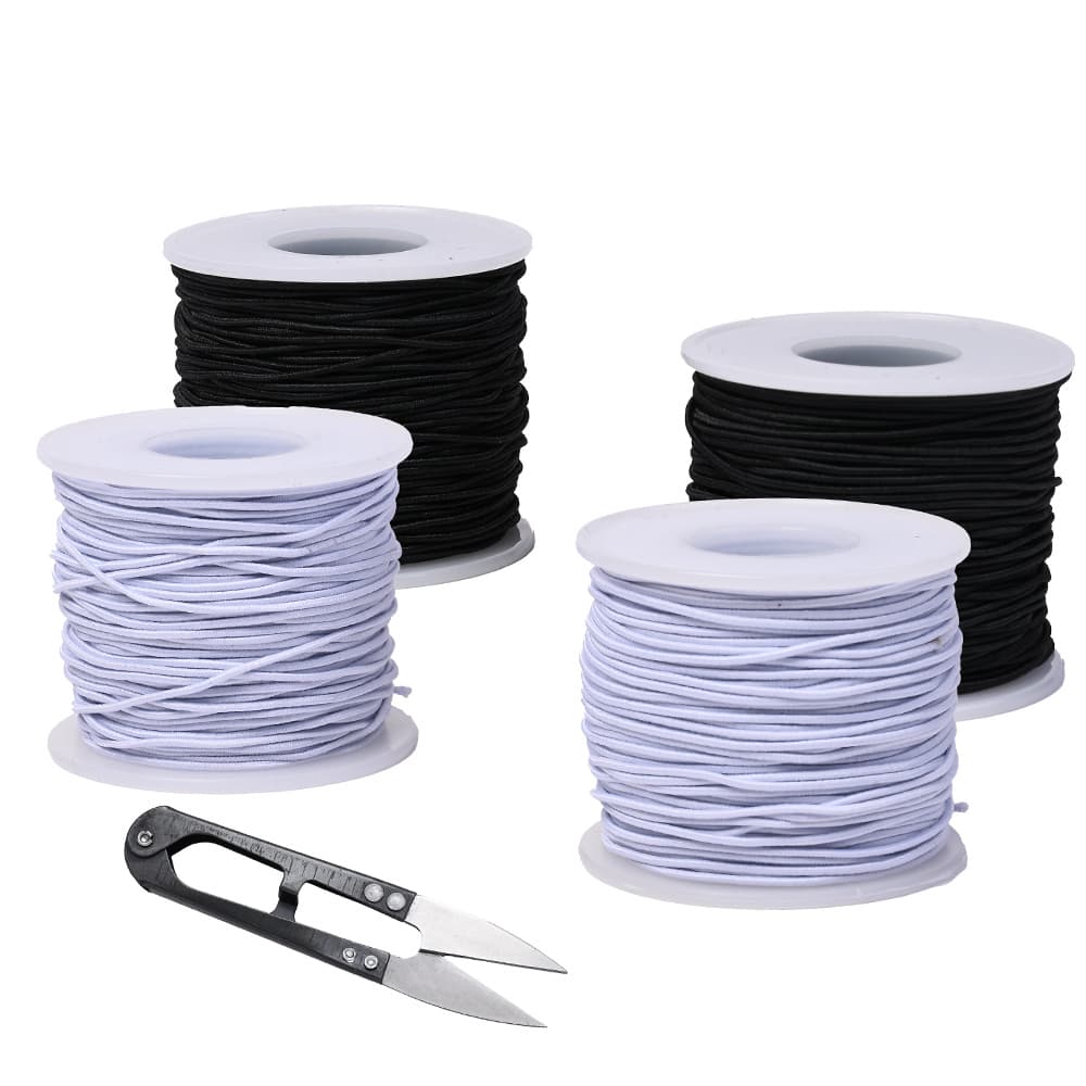 TEMU 5pcs/pack Black And White Elastic Bead Rope And 1pc Scissors, 1mm Small Diameter Beading Thread Ideal For Jewelry Making, Necklaces, Bracelets, Crafts & Projects And Additions