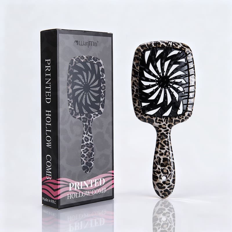 TEMU Leopard Print Hollow-out Comb, Fluffy Styling Comb Gift Box Set For High Crown Hair Styling