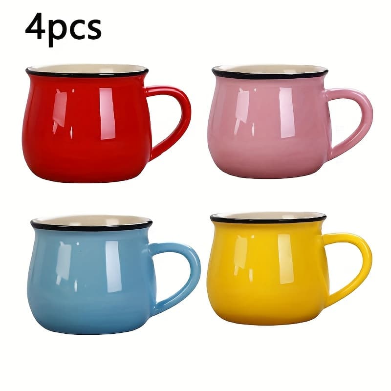 TEMU 4-pack Ceramic Milk Coffee Cups, Breakfast Cups, 250ml/8.4oz - Suitable For Hot And Cold Drinks, , Thanksgiving, Christmas, Birthday And Easter - Microwave Safe
