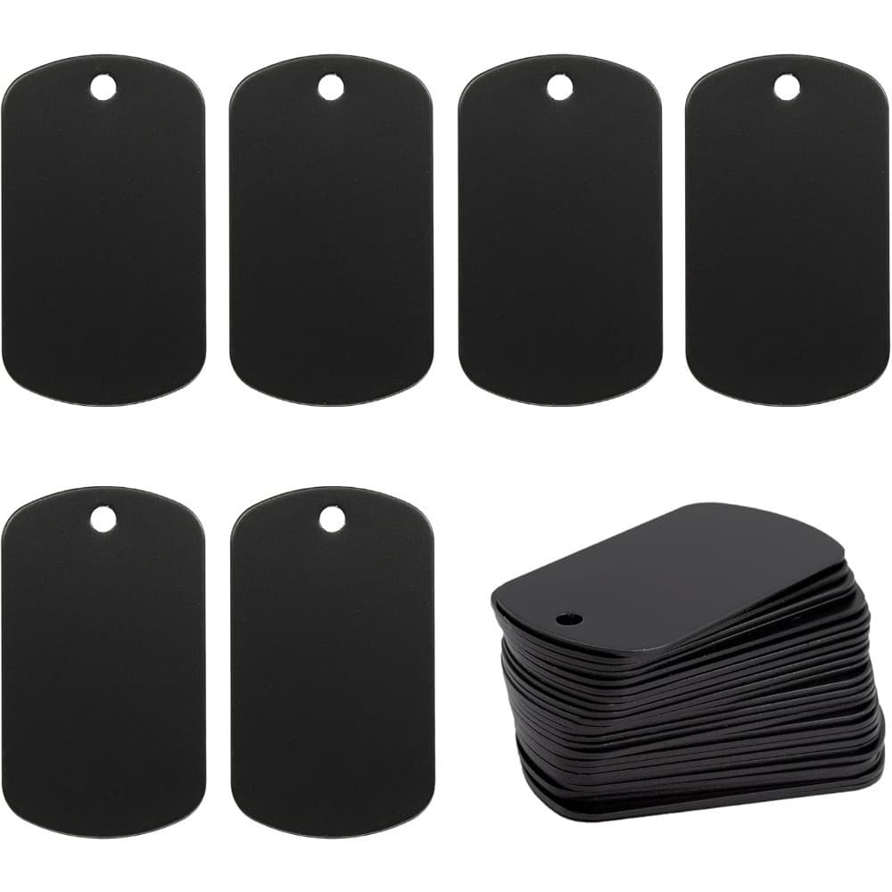 TEMU 25 Engraved Blank Tags, Printed Blank Dog Tags (black)