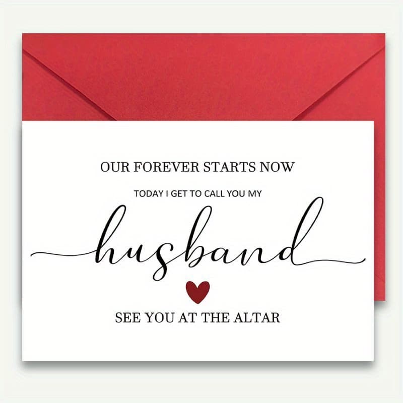 TEMU 1 Fashionable Wedding Greeting Card From The Bride To The Groom, Featuring " You At The Altar," A Letter From Wife To Husband, A Romantic Gift For Him, And A Vow To