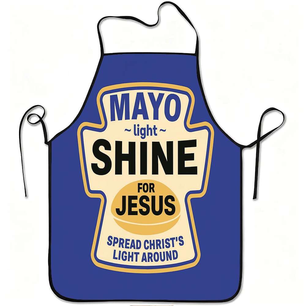 TEMU 1pc For Jesus Printed Apron, Sturdy And Easy To Clean, Adjustable Waist, Made Of Polyester, Suitable For Cooking, Gardening, Fruit Picking, Christmas And Halloween, On