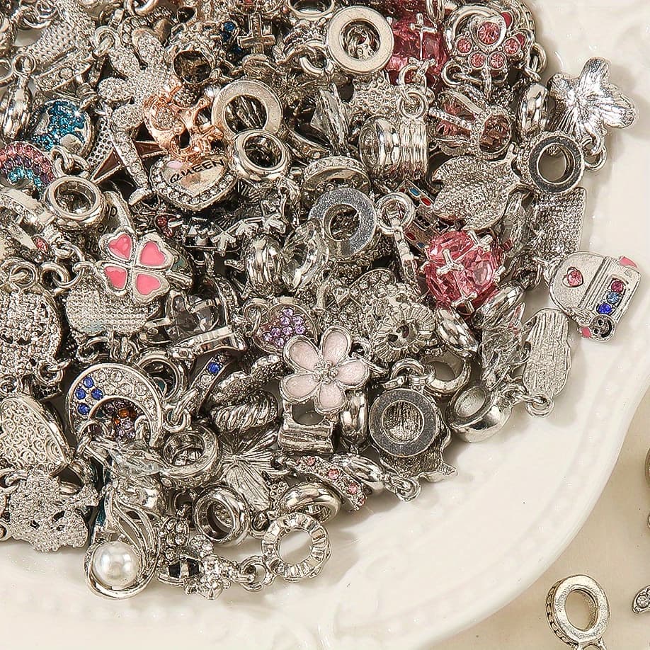 TEMU 29pcs Multicolor Openwork Qurefoil, Bear, Anchor & Moon Charm - Cute Mini Glass Pendant For Handmade, Keychain, Scrapbooking - Random Style