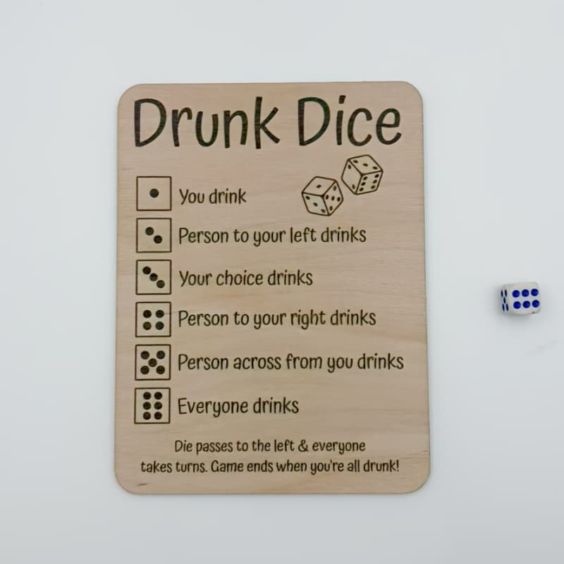 TEMU 2d Flat, 2d Flat Wooden Drunk Dice Game Plaque Decoration, Party Activities, Party Dice , Fun Drinking Activities, , Gift Items, Party , Plaque Decoration, 2d Flat