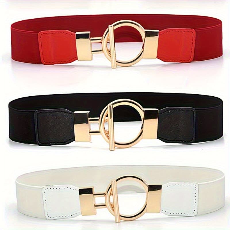 TEMU 3pcs Women' Wear Wide Belt Classic Solid Color Elastic Belt Suitable For Coat, Coat, Shirt, Skirt, Belt Accessories Essential For Gift