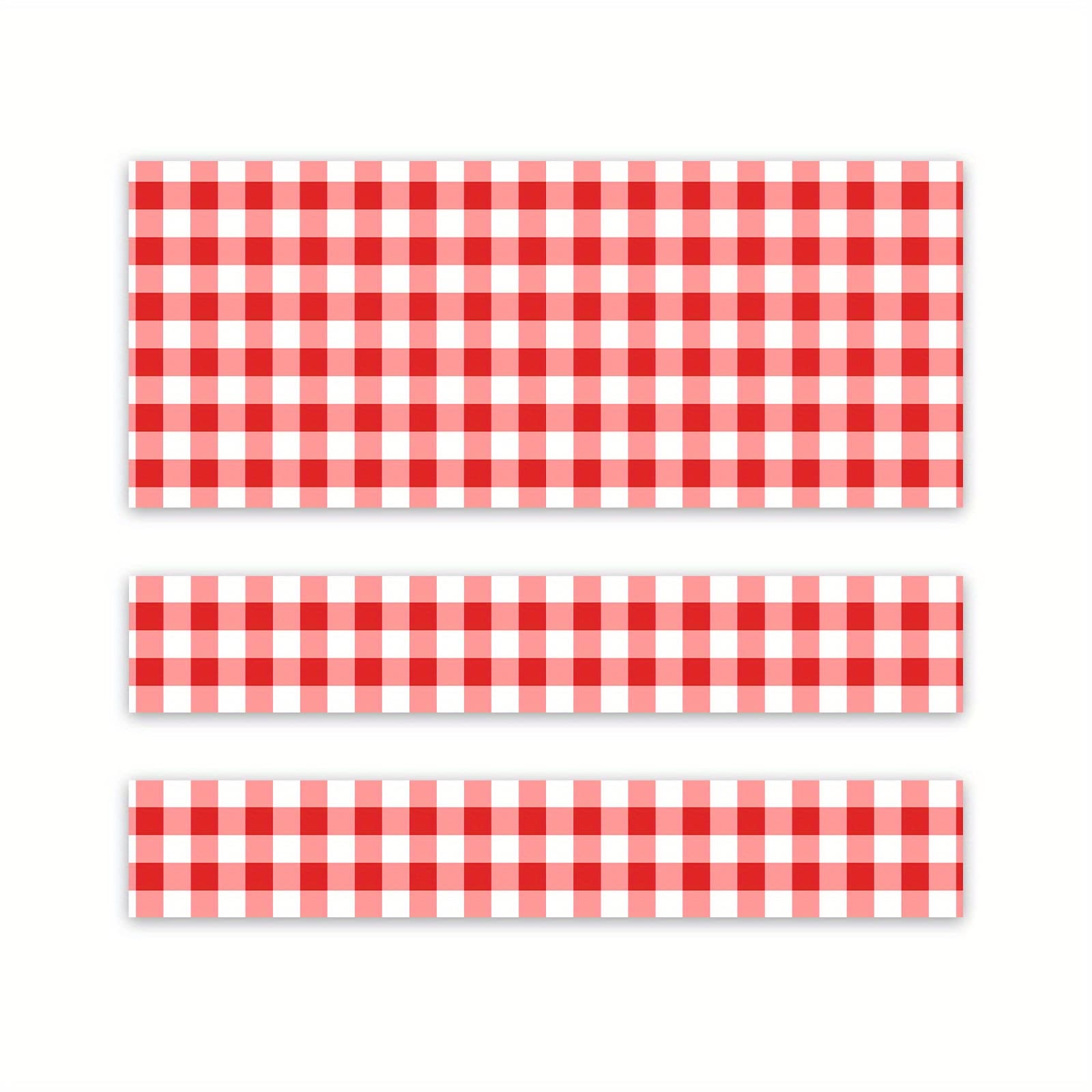 TEMU 3pcs Red Checkered Picnic Camping Tablecloth Set, Country Resort Style, Tablecloth Decorative Art, For Indoor/ Outdoor/ Terrace