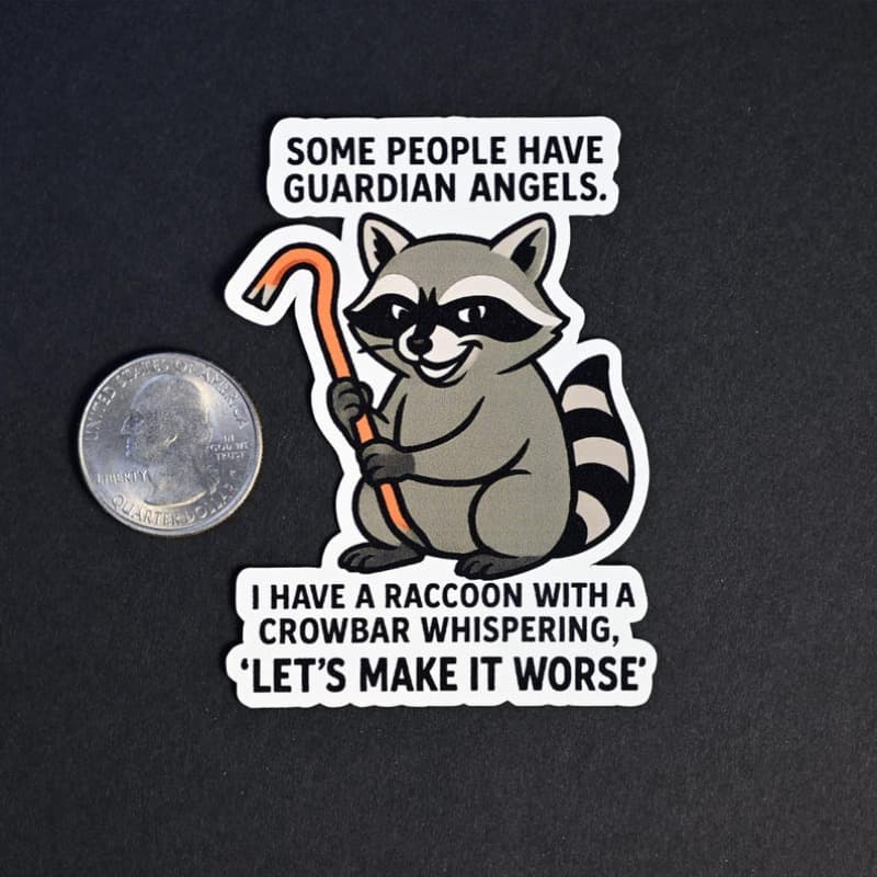 TEMU Funny Raccoon With Sticker - Meme Vinyl Decal, Durable Waterproof Masked Design For Laptops, Water Bottles, Notebooks - Perfect Gift For , Office Workers & Meme Fans