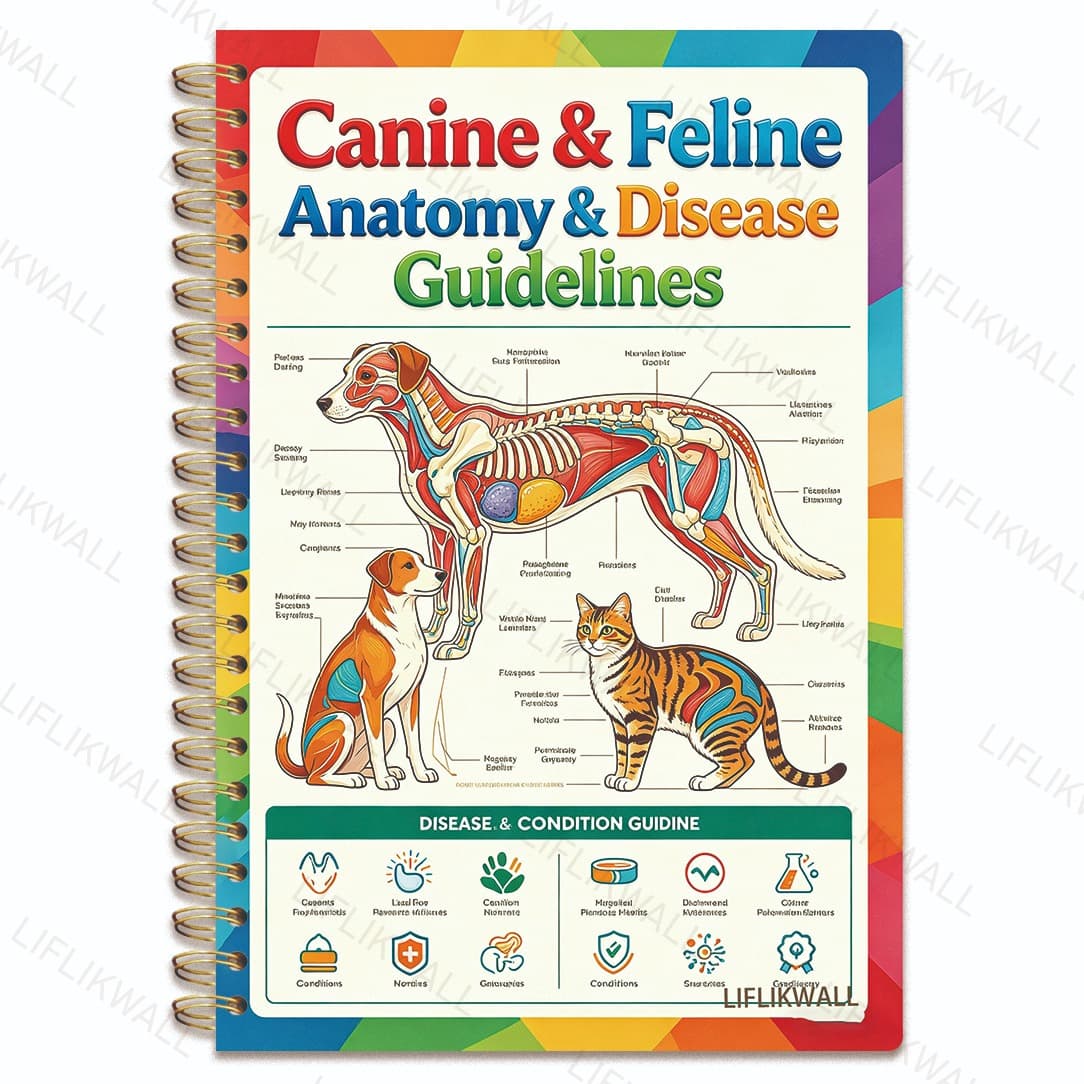 TEMU For Anatomy And Disease Of Dogs And Cats Subject Notebook, 5.5 X 8.3 Inch Veterinary Technology Student Notes, Anatomy Research Subject, Essential For Veterinarians