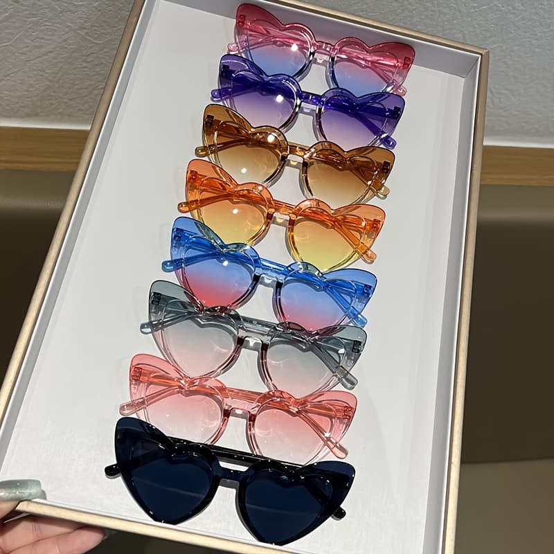 TEMU 8 Pairs Of New Fashionable Heart-shaped Glasses, Suitable For Parties And , Perfect For Daily Wear And As An Exquisite Gift