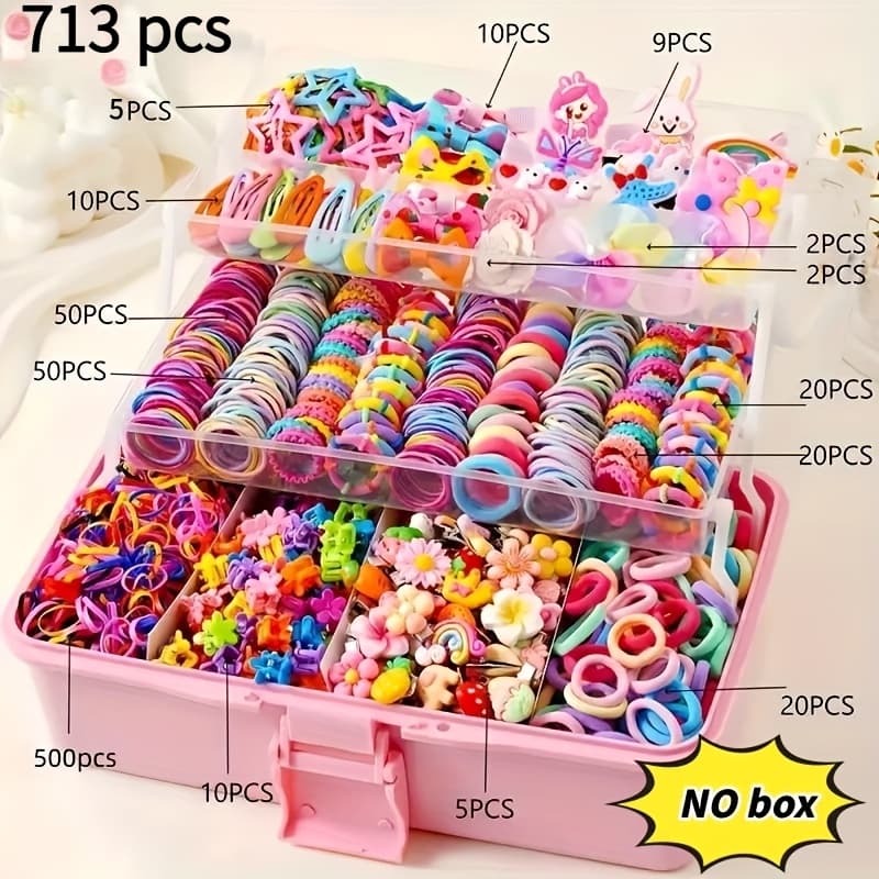 TEMU 713pcs Dopamine Sweet Women's Hair Accessory Set: Including Bow Tie Hair Accessories And Cute Flower Styles, With High Hair Rings And Hair Rings. A Thoughtful Gift For Daughters, But A Must-have