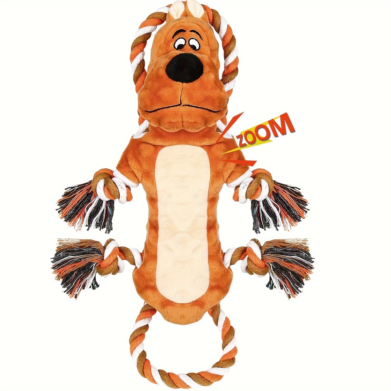 TEMU Durable Squeaky Dog Toy With Leash And Plush Animal Print, Perfect For Aggressive Chewers, Suitable For All Breeds Interactive Tug Games, No Batteries Needed