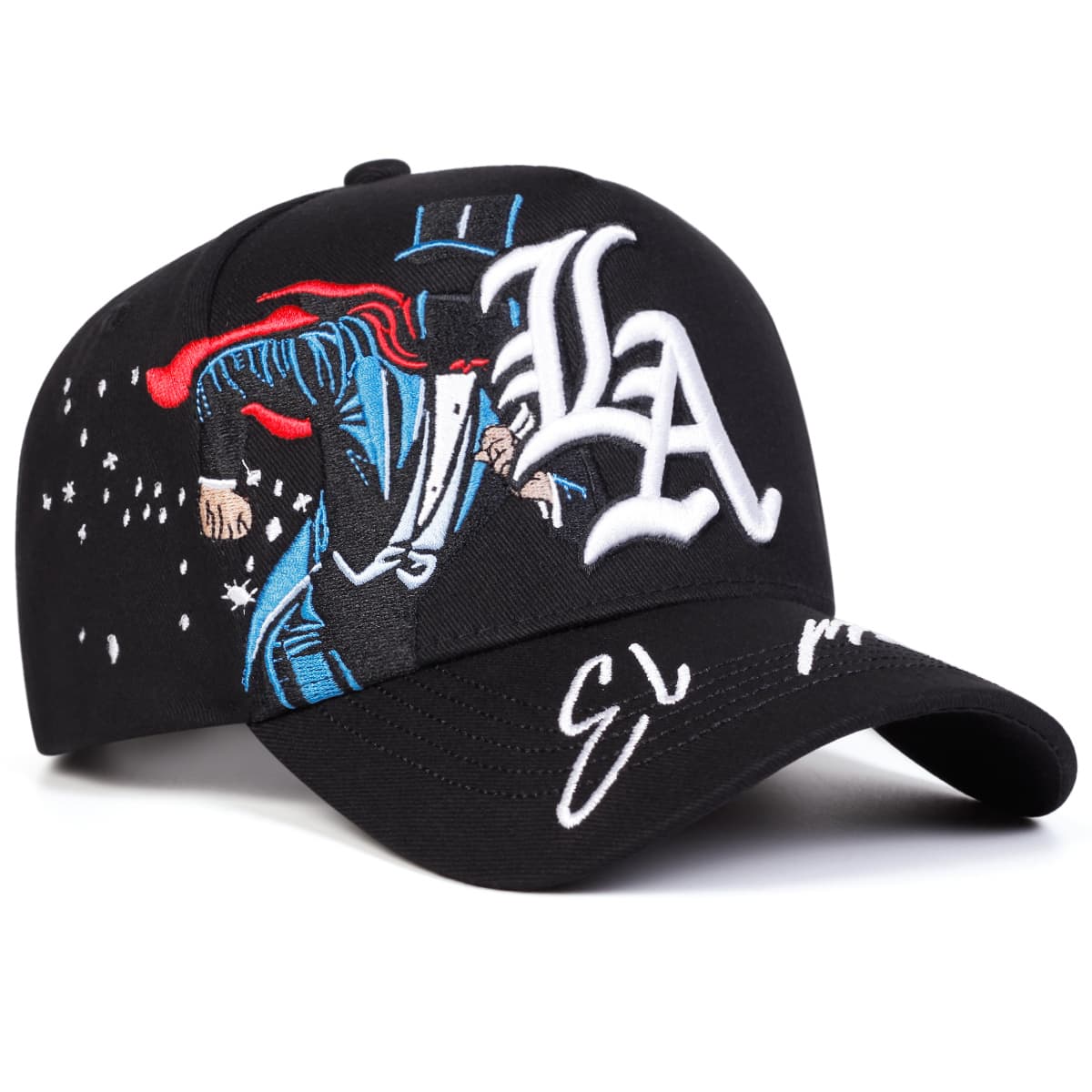 TEMU 1 Men's Gothic La Magician Embroidered Baseball , Fashionable Five-panel Hat, Outdoor Adjustable Casual , Suitable For Spring And Autumn , Travel, Beach Parties