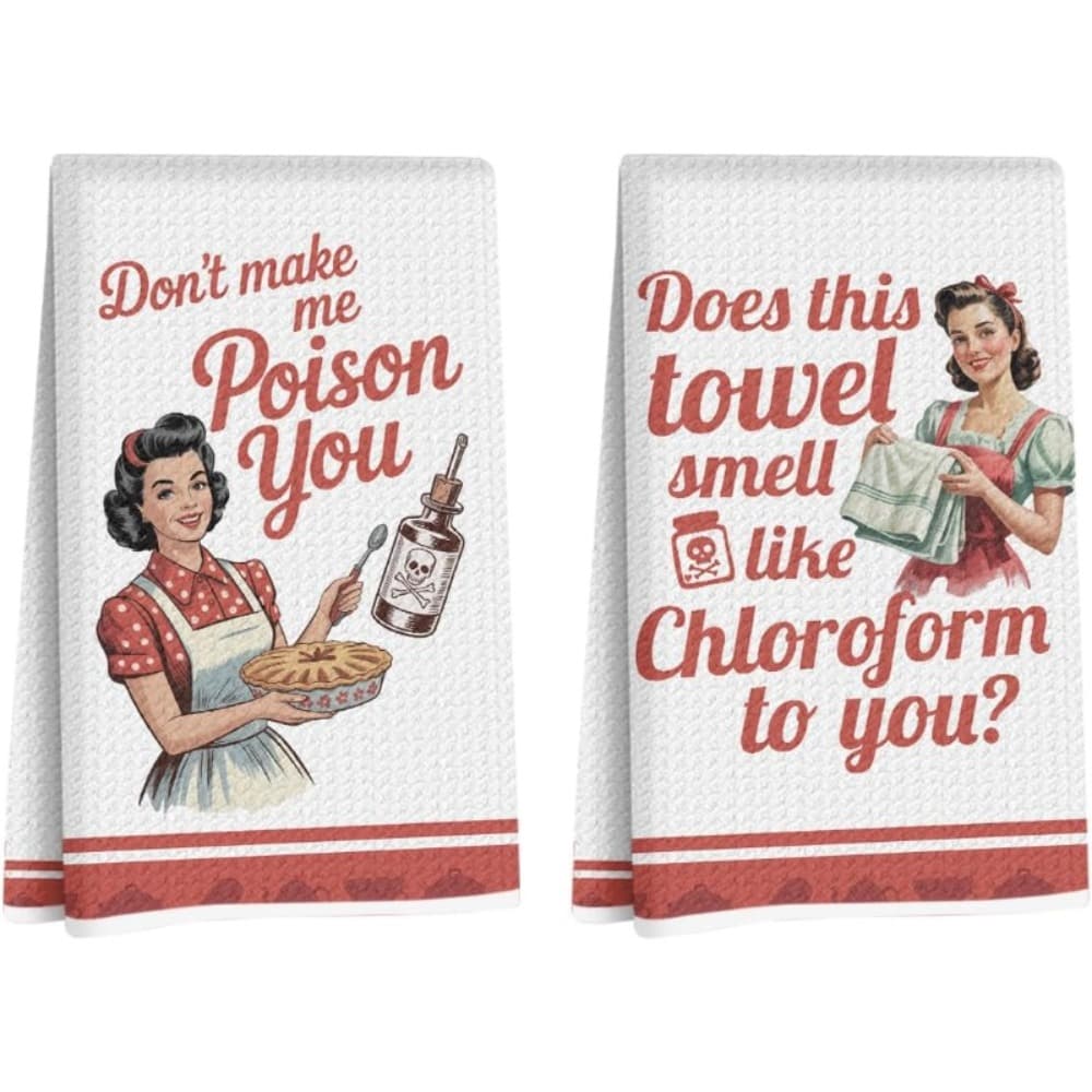 TEMU 2pcs 16x24 Inches Funny Ladies Kitchen Towels Edge, Absorbent Dish & Tea Towels With Vintage Female Prints & , Perfect Farmhouse Housewarming Gifts For Women, Moms & Grandmas