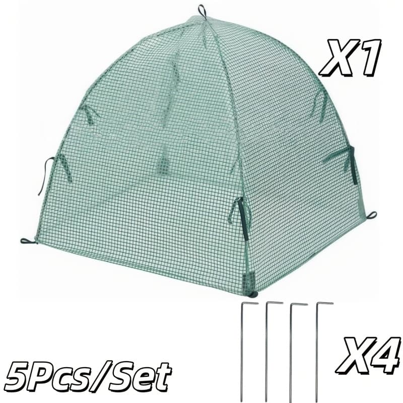 TEMU 5pcs Garden Plant Cover Set=( Cover And 4 Ground Nails)- Foldable Arch Shaped Protective Cover, Bird Proof, Insect Proof, And /, With Fixing Strap, Suitable For Vegetables And Flowers
