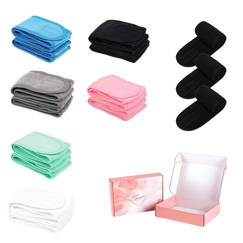 TEMU 9pcs 2025 Women' Facial Headband Set Color Solid Color Adjustable Face Wash Headband Flannel Skincare Headband Makeup Headband For Face Wash, Shower, Yoga