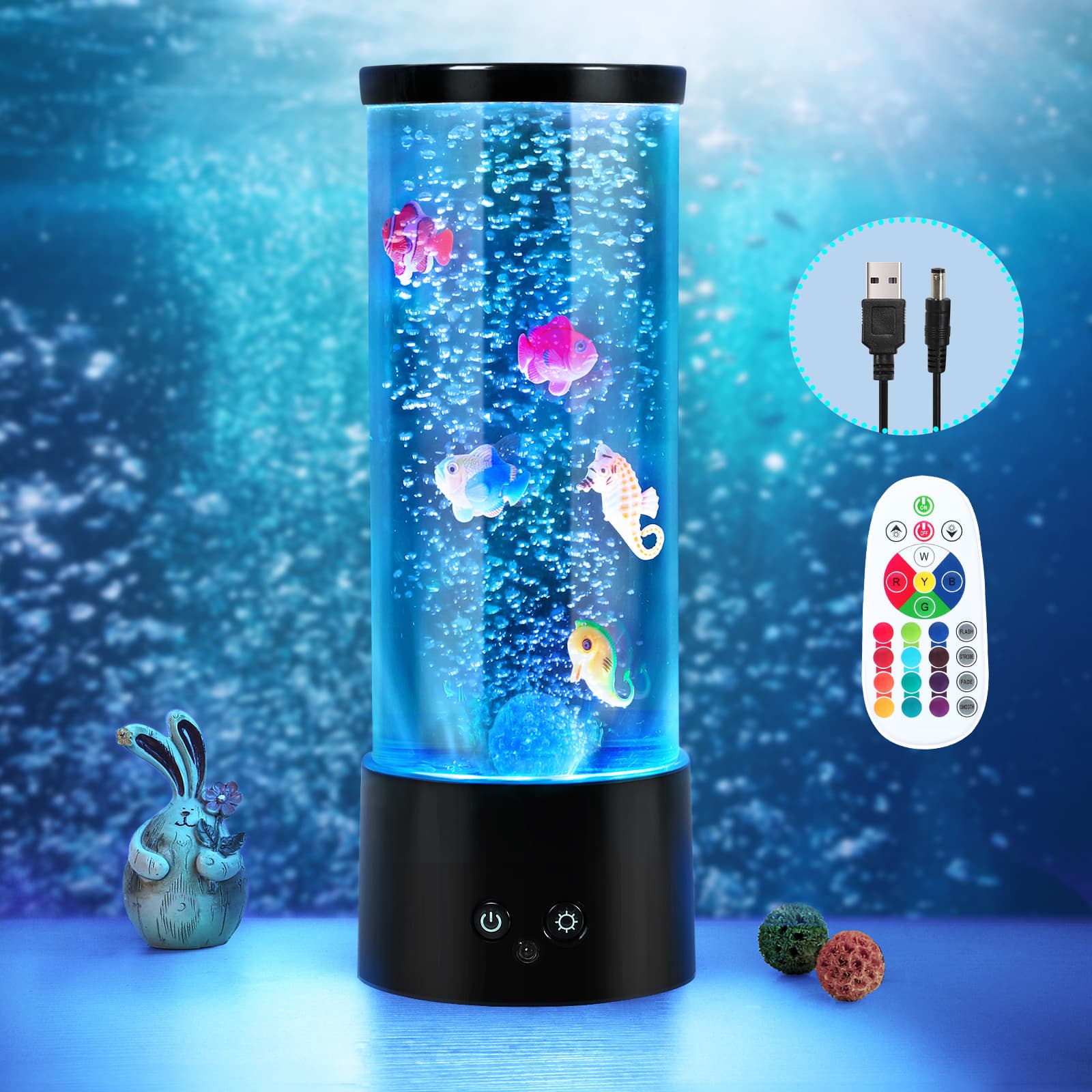 TEMU 12-inch Led Bubble Fish Atmosphere Lamp Bedroom Table Lamp Gift Acrylic Bedside Lamp Home Decoration Night Light