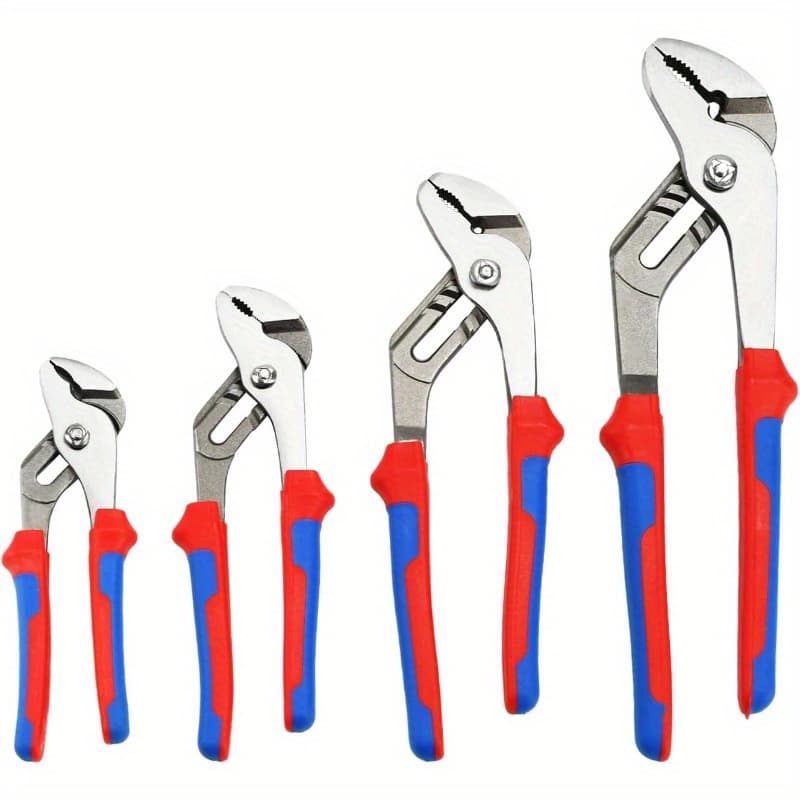 TEMU 4pcs Joint Pliers Set, 12/ 10/ 8/ 6 Inch Adjustable Pliers Set Water Pump Pliers Tongue And Pliers Plumbing Pliers For & Basic Repair (blue Red)