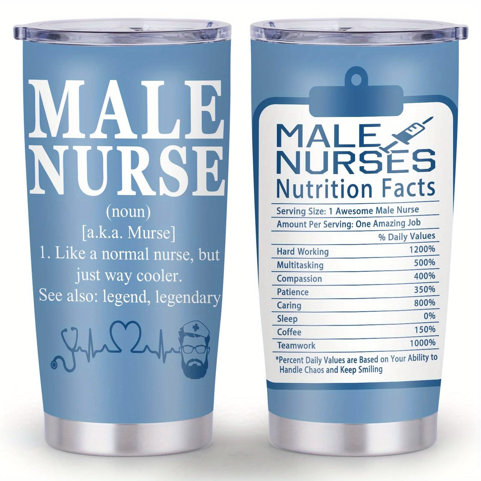 TEMU 1pc 20ozmale Nursestamenstainless Steel Tumbler - Double-walled, Insulated Travel Mug With Lid - Perfect Gift For Women, Mom, Grandma On Valentine's, Christmas,