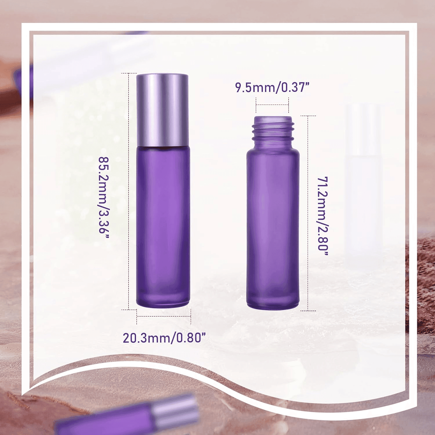 TEMU 10pcs 10ml Frosted Glass Roller Bottles With Stainless Steel Ball & Aluminum - Perfumes, Lip Balms | Travel-friendly & Refillable
