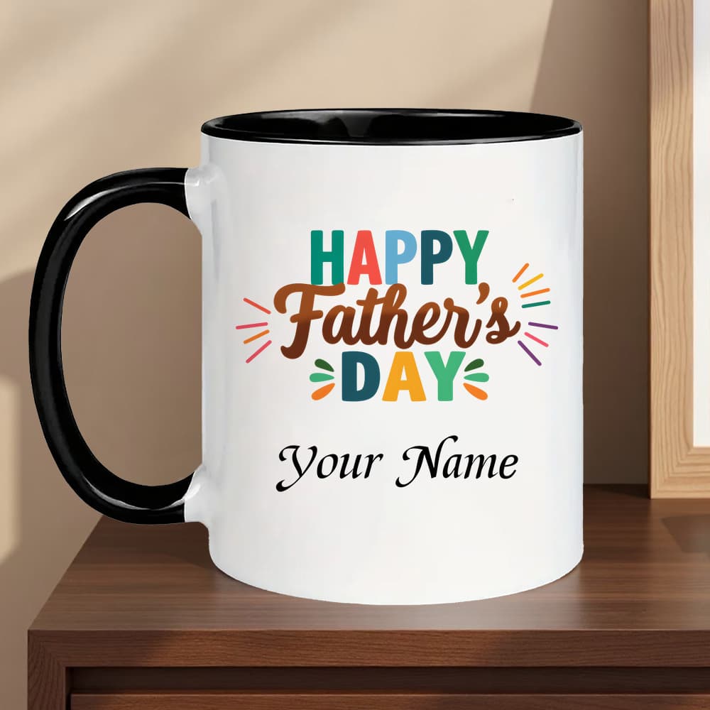 TEMU 1pc Name/text Ceramic Mug - Father's Day Gift Suitable For Dads, Grandpas, Birthdays, Christmas - Reusable Coffee Cup With Name/text, Colorful Happy Father's Day Design, Ideal , Grandpas, Family