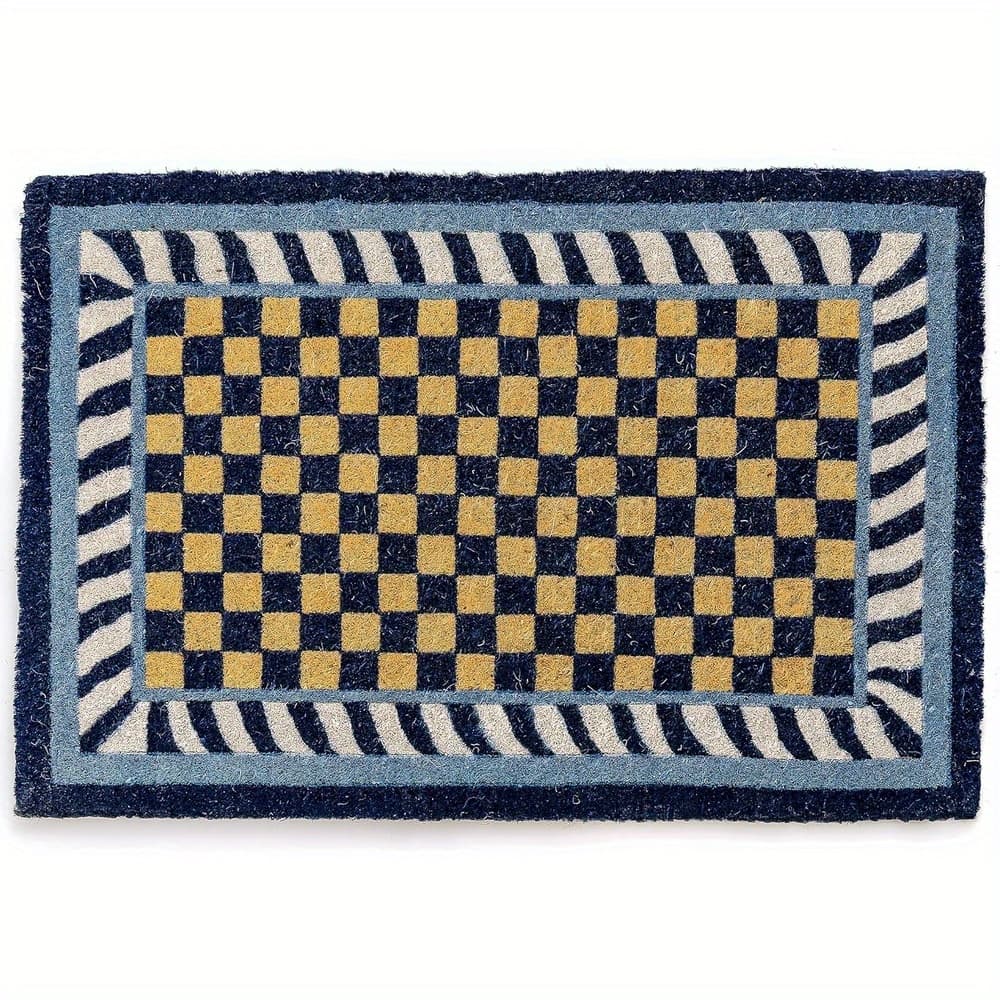 TEMU Blue-and-white Doormats, 24x16, Decorative Outdoor Entrance Mat, Stylish For Front Door Or Patio