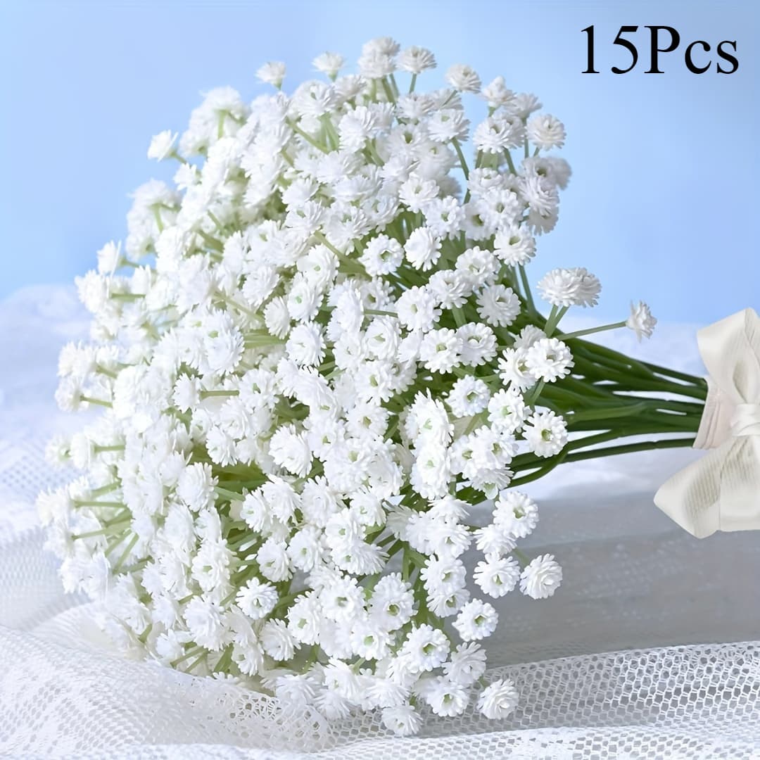 TEMU 450 Flowers, 15 Bundles Of Realistic Artificial Vibes Premium Loose Flower Bouquet With Stems, Realistic Flowers For Home And Office
