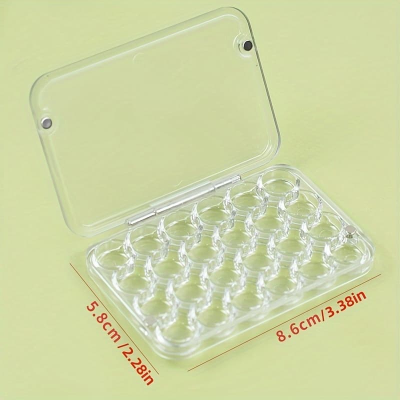 TEMU 24-slot Magnetic Watercolor Palette Box, 0.8ml Paint Dispenser With Transparent Lid, Portable Mini Moisturizing Case For Artists And Hobbyists, Acrylic Material, Non-toxic And