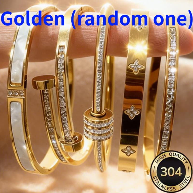 TEMU 18k Golden Plated Stackable Bracelet For Women Style Random 1pc, Inlaid Cubic Synthetic Zirconia, , Tarnish Resistant Hypoallergenic Jewelry, Daily Party Wear, Ideal Valentine Gift