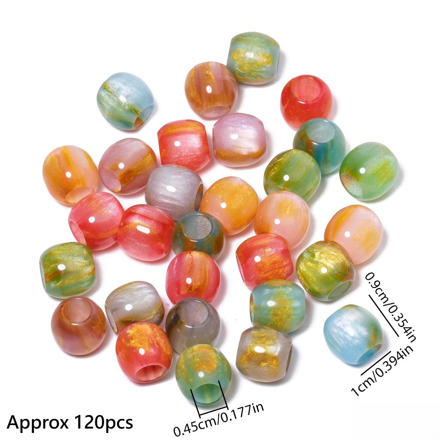 TEMU A Set Of 120pcs Of 10mm Assorted Color Large Hole Resin Beads, Featuring Loose And Resin Isolation Beads, Suitable For Handmade Jewelry Crafts, Including Bracelets And Necklaces