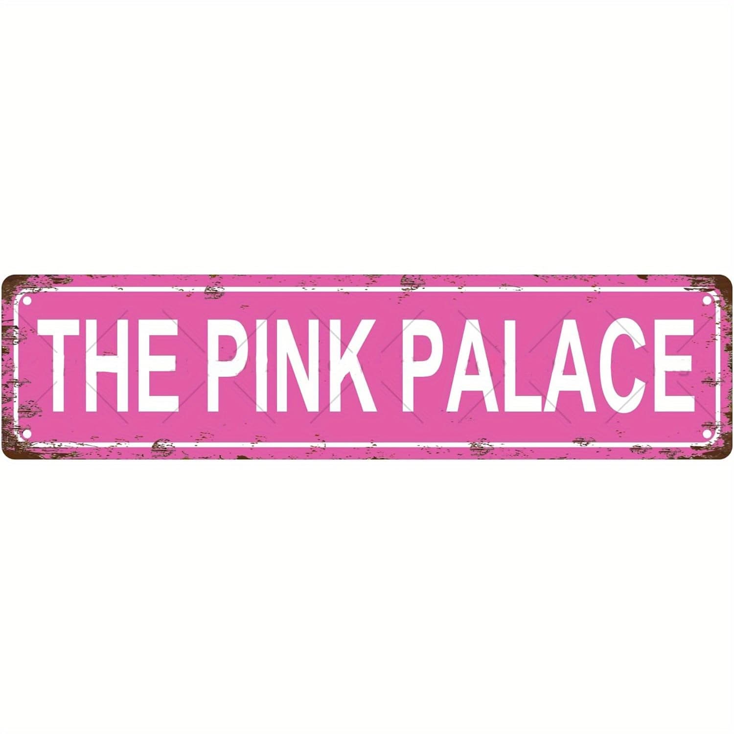TEMU Vintage Metal Tin Street Sign - 16x4 Inch Rustic Distressed Pink Wall Decor For Home, Bar & Cafe