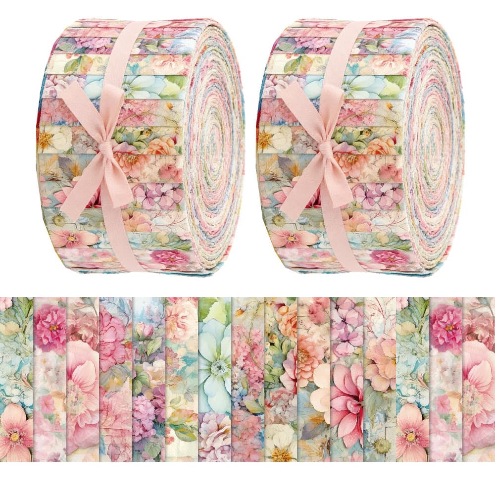 TEMU 40pcs (6.5 * 50cm/2.55 * 19.7inch) Color Flower Themed Woven Fabric Printed Fabric, Fabric For Handmade Projects - Used For , Cutting Diy, Handmade , Gift Packaging.