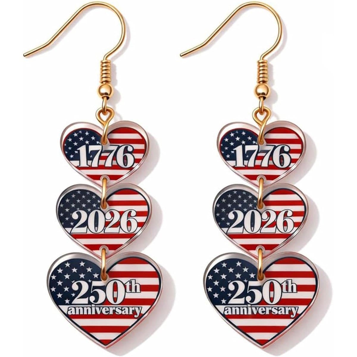 TEMU 250 Anniversary Usa Merchandise Outfits Shirt Patriotic Earrings Usa 250th Anniversary Merchandise 1776 2026 Dresses Jewelry Additions Gift Usa Earrings