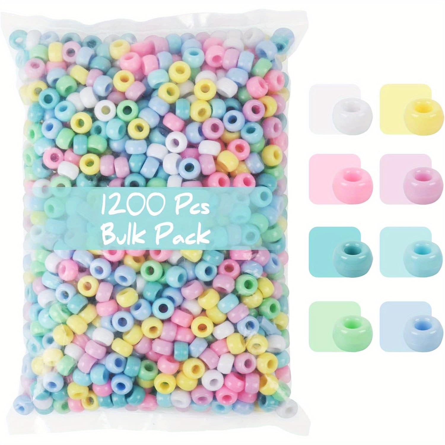 TEMU Beads& Bead Assortments 1200pcs Pony Beads Macaron Pastel Colored Beads For Crafts Hair Beads For Hair Braiding 8