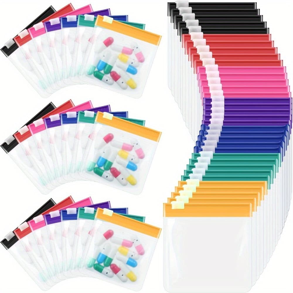 TEMU Set Of 35 Colorful Travel Pill Bags, Ideal For Storing Pills, Jewelry, And Other Small Items In A Portable, Sealed Pocket