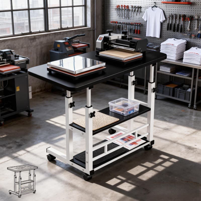 TEMU Adjustable Height Workbench, Accessory Storage Rack, Mobile Workbench With Casters, Multi-functional And Workbench, Easy-to-operate Mobile Workstation, Sturdy Workbench