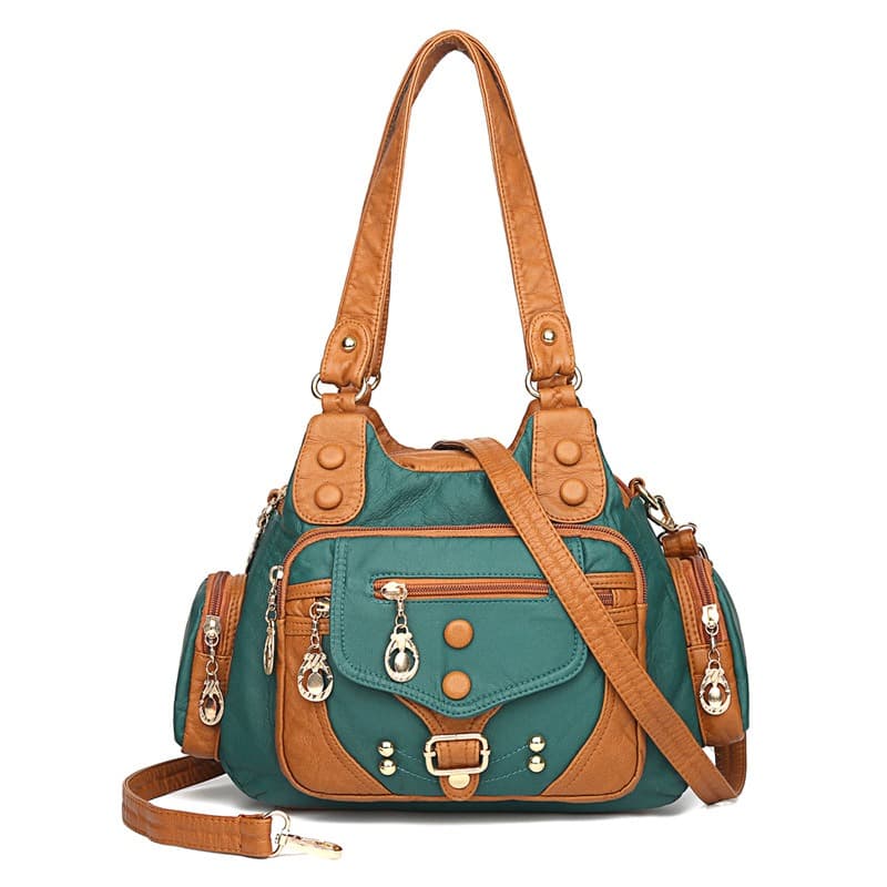 TEMU New Contrasting Bag Cross-border Rivet Washed Women's Bag Single-shoulder Cross-body Hand-to- Large Capacity